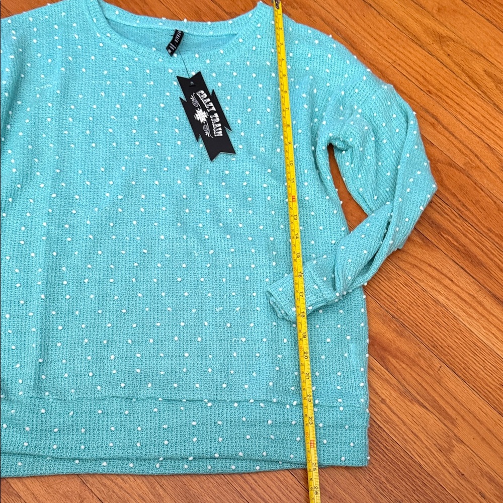 BNWT Women's Dally Darlin Teal Sweater by Crazy Train Medium - Picture 3 of 6